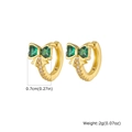 Details von 0,7 cm Gold-Creolen mit Schleife und grünen Herz-Zirkonia-Steinen - Goldfarben Grün Schleife (EBD-480G04)