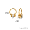 Detailed view of two-tone stainless steel hoop earrings with size measurements in inches - Gold-Silver Mixed Style (EH-785)