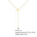 Detalle de collar lariat de trébol dorado que muestra longitud 40+5cm y circón - Dorado