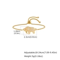 Adjustable golden elephant bracelet with white zircons and dimensions on white background - Micro Pave Zirconia Elephant (PBR-352G)