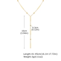 Detailansicht der goldenen Y-Halskette mit Metallrohren und langem vertikalem Quastenanhänger - Geometrischer Stab- und Perlenstil (NC-2049G)