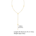 Detail of gold Y-shaped fringe necklace with teardrop charms and dimension marks - Water Drop Style (NC-2050G01)