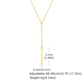 18K gold plated stainless steel Y-necklace featuring a 3.7x0.3cm polished bar pendant - Y-Bar Style (NC-1569G)