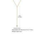 18K gold Y-necklace for women with adjustable chain and round cubic zirconia pendant - Round Zirconia Style (NC-1576G)