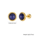 Ohrstecker aus vergoldetem Edelstahl mit runden Lapislazuli-Steinen im 0,8cm Design - Tiefblau (ES-361G02)