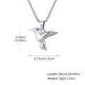 Gedetailleerde afmetingen voor de roestvrijstalen halsketting met kolibrie hanger - Zilveren Hanger (Zonder Ketting)
