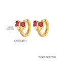 Goldene Kupfer-Ohrringe mit roter Schleife und Zirkonia-Steinen, 1.2 cm Höhe - Goldfarben Rot Schleife (EBD-480G02)