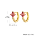 Orecchini a cerchio dorati con zirconi rosa e cristalli bianchi, altezza 1,2 cm - Dorato Rosa Fiore a Quattro Petali (EBD-482G02)