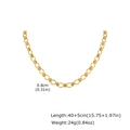 Gold-plated stainless steel oval link chain necklace with decorative beads, 0.8cm width - Beaded Oval Link Chain (NC-2680G)