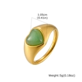 Detailed close-up showing heart-shaped green stone and gold plated ring dimensions - US 7 / Green Heart Style (RC-1077G)