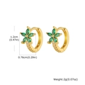 Orecchini a cerchio a fiore in rame dorato con zirconi verdi marquise e pavé di cristalli - Dorato Verde Fiore (EBD-481G04)
