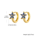 Orecchini a cerchio dorati a fiore con pietre marquise blu e dettagli in zircone - Dorato Blu Fiore (EBD-481G05)