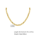 Gold stainless steel textured chain necklace with dimensions 40 plus 5cm and 25g weight - Hammered Engraved Oval Link (NC-2697G)