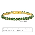Detail von 5mm grünem AAA Zirkonia Tennisarmband aus IP vergoldetem Edelstahl - 17cm / Armband (BR-1273) / Gold Grün Zirkonia