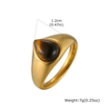 Anello vintage in acciaio inossidabile con pietra occhio di tigre a goccia dorato - Stile Goccia d'Acqua Occhio di Tigre (RC-1074G)