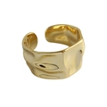 Minimalist gold open ring with irregular hammered texture and unique fluid geometry - Adjustable Open / Alloy / Irregular Hammered / Gold