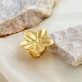 Anello dorato a cinque petali con texture radiale e design aperto regolabile alla moda - Five-Petal Flower