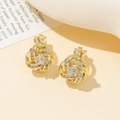 Modische vergoldete gedrehte Kreis-Ohrstecker mit brillanten Zirkonia-Steinen - Gold Spiralknoten