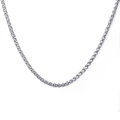 Collar de cadena spiga en acero inoxidable plateado con diseño de eslabones - Cadena de Cesta de Flores / 3mm*55cm / Color acero