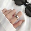 Minimalist wide silver open ring with a polished geometric interwoven design for women - Wide Surface Arc Plain Style (2)