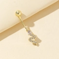 Snake belly button ring with gold finish and sparkling white zircon stones in macro view - Gold / Snake Style (3)