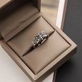 Retro gothic star ring in vintage silver finish displayed in a premium brown gift box - Cross Star Pattern (181)