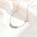 Mixed chain necklace in silver finish with a single sparkling cubic zirconia stone - Steel