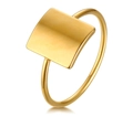 Polished gold square signet ring for women with minimalist geometric stainless steel design - Gold Square Style (R-463) / US 7