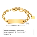 Detaillierte Größentabelle für goldene Edelstahl-ID-Armbänder mit Herzanhänger-Kette - 12+5cm Verstellbar / Gold Herz Ausschnitt Feine Kette Stil (BR-1352G)