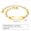 Details eines vergoldeten Edelstahl-Armbands mit gebogenem Steg und hohlem Herz-Design - 12+5cm Verstellbar / Gold Herz Ausschnitt Büroklammer Kette Stil (BR-1353G)
