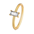 Minimalist 18k gold plated stainless steel ring featuring a baguette cut zircon stone - US 7 / Rectangle Clear Stone Style (R-643GW)