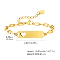 Detailansicht des goldenen Edelstahlarmbands mit gravierter Platte und Karabiner - Gold Herz Ausschnitt Büroklammer Kette Stil (BR-1353G-16)
