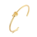 Bracciale rigido a nodo in acciaio al titanio placcato oro 18K con design minimalista - Stile Nodo a Filo Singolo-Oro (B-132G)