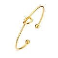 Bracciale rigido aperto a nodo in acciaio inossidabile dorato con terminali a sfera - Stile Nodo con Estremità a Sfera-Oro (B-174G)
