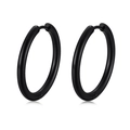 Orecchini a cerchio minimalisti in acciaio inossidabile nero per uomo e donna, lucidi - 2mm x 11mm / Nero