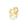 Two-tone chunky chain link earrings featuring interlocking gold and silver metal rings - Gold Silver Mixed Nested Chain Earrings (EBS-058)