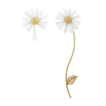 Asymmetric golden daisy earrings with white flower petals and textured floral details - Gold Asymmetric Daisy Earrings (EBD-122G)