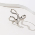 Minimalist silver wavy layered ring with geometric hollow lines in a sleek design - Silver