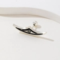 Punk style silver spider web stud earrings with black oil drop finish and ball back closure - Silver Crescent Hollow Style (3yin)