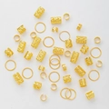 80-teiliges goldenes Haarschmuck-Set mit hohlen Flechtringen und Dreadlock-Accessoires - Gold