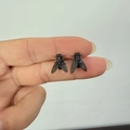 Realistic fly-shaped stud earrings in black with detailed insect wings for women - Black