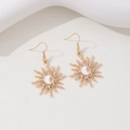 Golden sun earrings with celestial moon star details and sparkling crystal embellishments - Gold Earrings