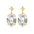 Orecchini a stella dorati stile francese con grande cristallo ovale incastonato a griffe - Orecchini Pendenti con Stella e Zirconia / Stile Stella Zirconia Dorata (EBD-165G)