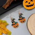 Détail de boucles d'oreilles citrouille d'Halloween avec chapeau de sorcier - Style Citrouille à Chapeau de Sorcier Coloré (17)