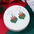 Detail of Christmas heart earrings with reindeer design and Merry Christmas lettering - Heart Reindeer Style (1)