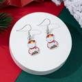 Detailed view of colorful enamel snowman earrings with Xmas engraving on festive backdrop - XMAS Snowman Style (4)