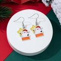 Detail of Christmas earrings featuring Santa on chimney over white stone pedestal - Chimney Santa Style (7)