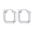 Orecchini a cerchio quadrati in metallo argentato dal design minimalista elegante - Orecchini in Metallo Quadrati Minimalisti / Cerchio Quadrato Argentato (EBD-181S)