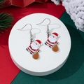 Christmas Santa Claus enamel drop earrings with red and white colors on festive background - Sack Santa Style (12)