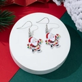 Christmas Santa Claus drop earrings set with festive red enamel and silver hooks - Active Santa Style (14)